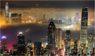 全球高楼密度最高的城市 高空中看香港摩天大楼 