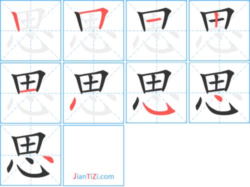 思的繁体字怎么写 思的异体字怎么写 思的同音同调字 真笔网 