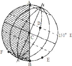 读太阳光照图,回答下列问题. 1 ACB线是 晨 昏 线 2 这一天的日期是 ,为北半球 