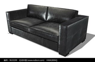 黑色皮沙发模型