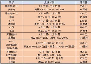 秋季班课程报名通道已经开启