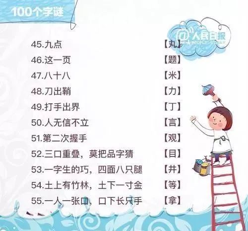 100个字谜好玩又好记,让孩子一天就记住这么多词