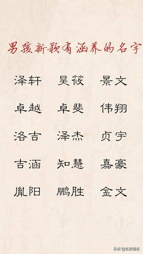 宝宝起名 男孩新颖时尚,有涵养的名字 