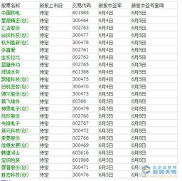 2021年六月有什么新股