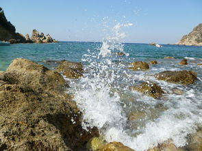 海滩,海,岩,水,科孚岛 