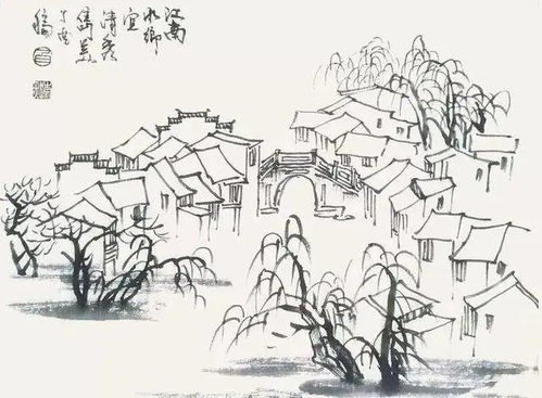 超全山水点景画稿 房屋 亭 榭 桥梁,照着画就行 收藏