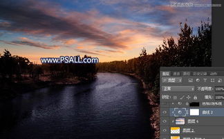 Photoshop把河流外景照片添加唯美夕阳景色