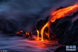 摄影师冒险拍摄岩浆入海画面 震撼若地狱之火