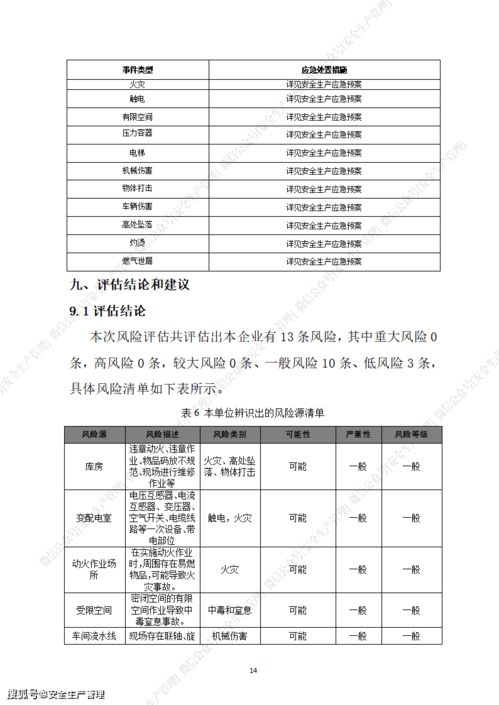 生产安全风险评估报告 参考模板 