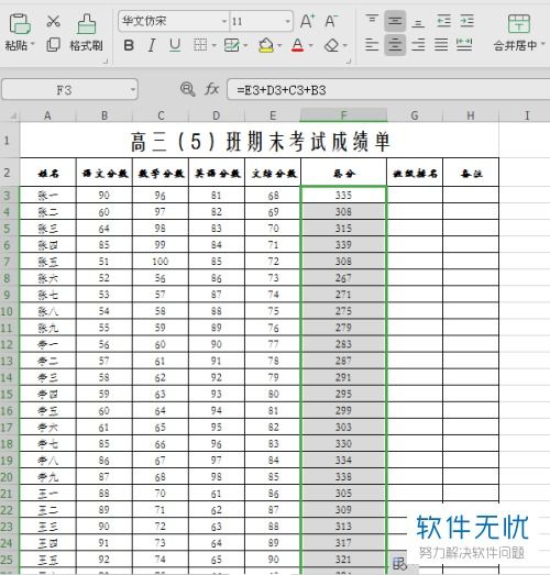 excel中的制作成绩单中的名次咋弄的