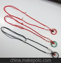 纯手工编织绳天然玛瑙圆圈项链 吊坠挂件 项坠红绿黑项饰欧美