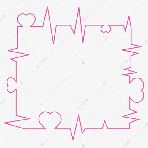 心脏心跳边框手账装饰线条简约素材图片免费下载 千库网 