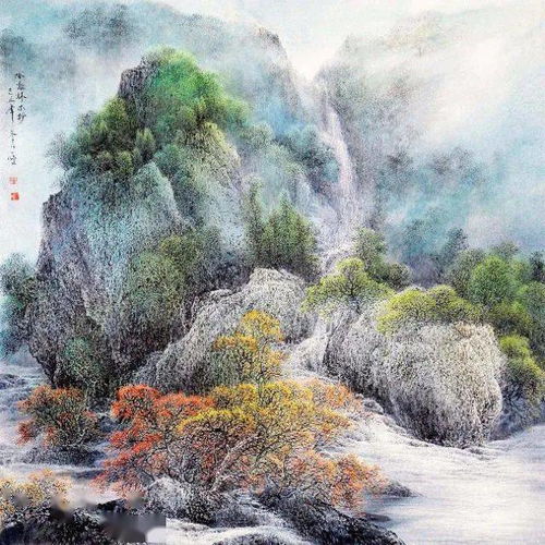 不一样的泼彩山水画,画一幅需要数月之久