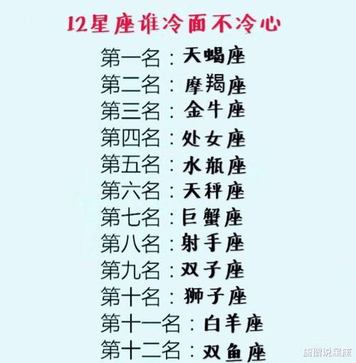 12星座谁冷面不冷心,12星座谁喜欢整人,12星座谁只能宠不能凶