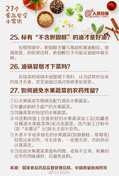 科普丨 所有人,这27个食品安全常识你必须知道