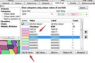 Arcgis如何把同一个层中的图斑填充成不同的颜色 