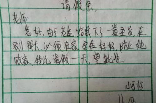 小学生请假条火了,孩子想看 母狗生小狗 老师 你这名字不合适