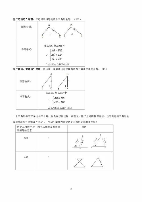 三角形全等的判定方法有几种分别是什么