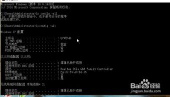 win10显示本地ip的命令行