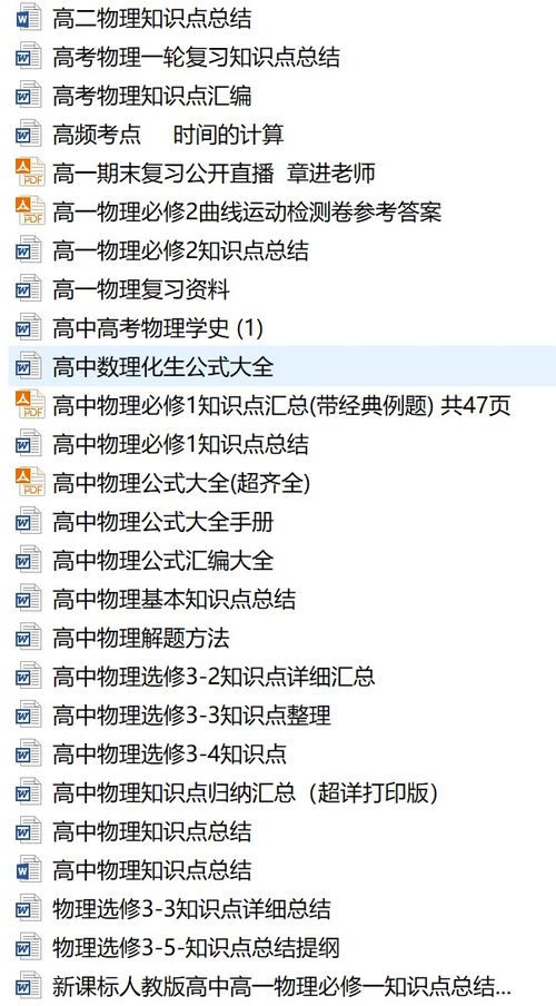 高中物理超值学习资料领取 知识点清单,总结,技巧
