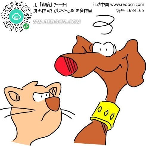 手绘小猫和小狗其他素材免费下载 红动网 