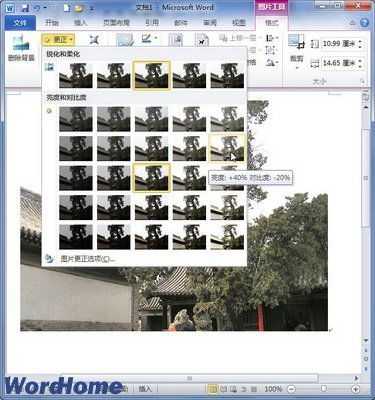 怎样在Word2010文档中设置图片对比度 