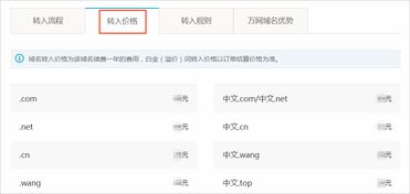 域名转入阿里云平台收费标准?