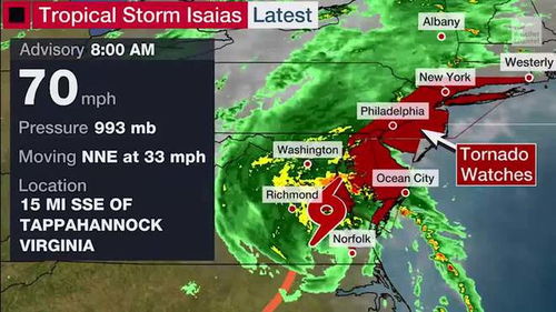 飓风 伊萨亚斯 横扫美东部 5人死亡 300万户断电