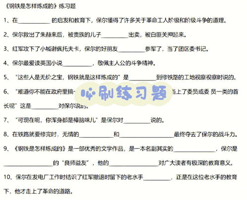 八下名著 钢铁是怎样炼成的 必刷练习题 