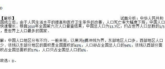 表示我国人口分布疏密的地理分界线是