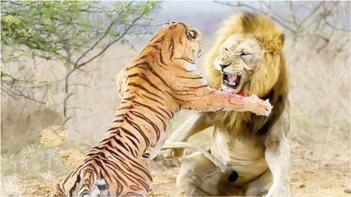 高清还原狮子老虎战斗现场 老虎前期占上风,后期狮子爆发了 