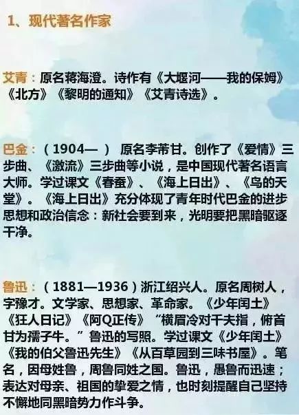 现代 古代两大类必考文学常识,考试轻松甩别人20分