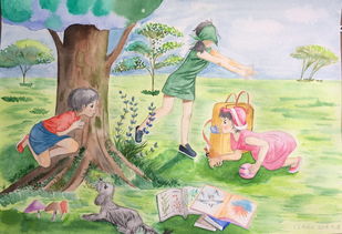 亲子阅读和成长 树与书 画展作品2 
