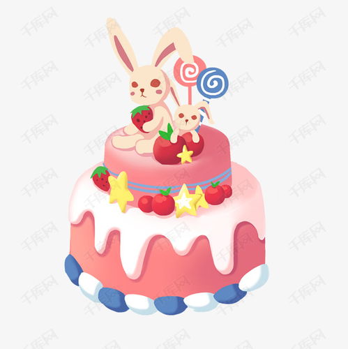 可爱小兔子蛋糕插画素材图片免费下载 千库网 