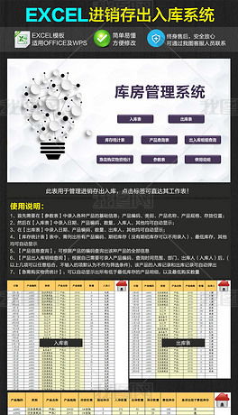 库存进销存出入库明细统计系统表格模板excel表格下载 