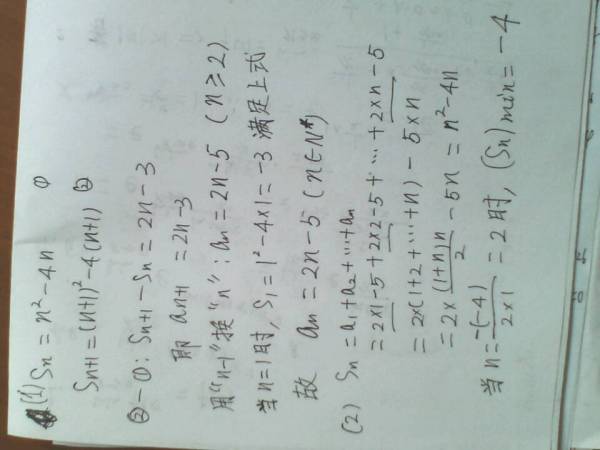 已知数列an的前n项和为sn n 2 4n,1.求数列的通项公式2.当n为何值时,sn最小 为多少 