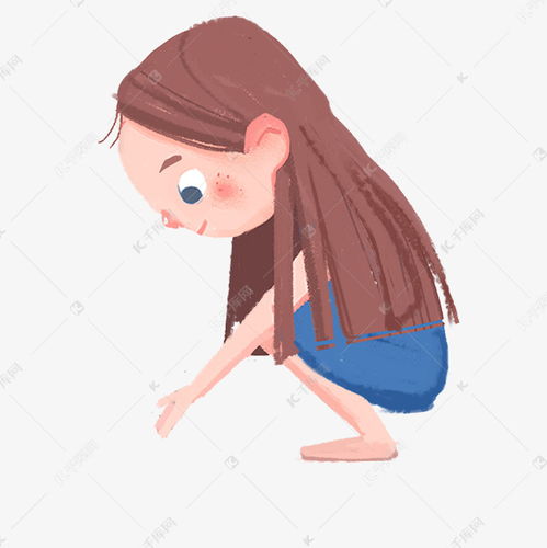 蹲下的女孩子插画PNG免抠素材图片免费下载 千库网 