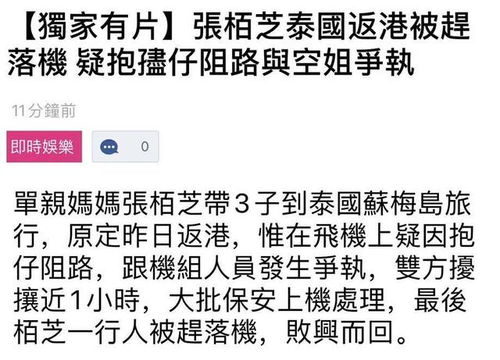 网曝张柏芝全家被赶下飞机,与空姐吵架一小时,还控诉自己遭白眼