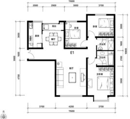 户型 合生国际花园E1三室两厅两卫户型 