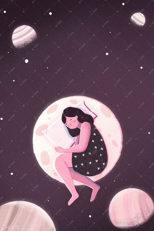 梦中的月球晚安插画图片 千库网 