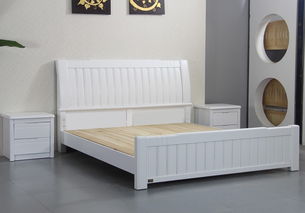 文华家瑞纯白色橡木材质床具,雕刻工艺实木双人床,型号 hsmc6496