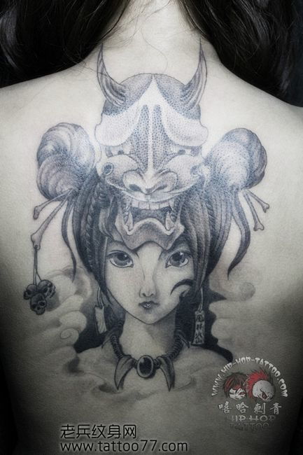 一款日本美女般若纹身图案 