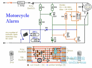 摩托车报警器电路图 控制电路