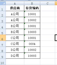 如何在EXCE中统计一个编码对应哪几个名称 