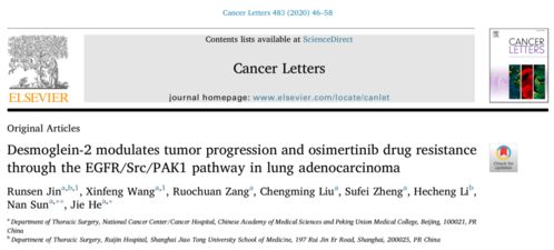 赫捷院士研究团队阐明 DSG2 基因参与靶向药物 Osimertinib 耐药性产生并促进肺腺癌进展的分子机制