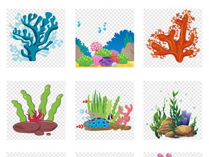 卡通手绘海底植物珊瑚海藻海草PNG素材图片 模板下载 22.02MB 其他大全 自然 
