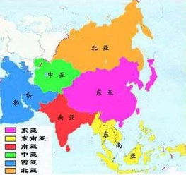 人们按地理方位把亚洲分为哪几个 