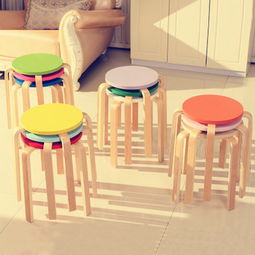 宜家时尚彩色实木儿童凳子小圆凳 小板凳爆款M04