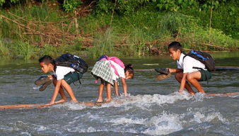 菲律宾偏远山区孩子这样上学 太危险了