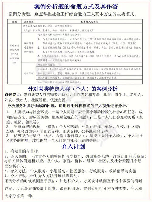 23中级社工 5种实务案例答题模板, 